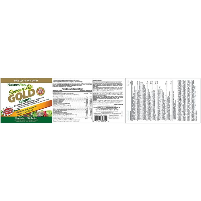 Nature's Plus Source of Life Gold 180 Tablets