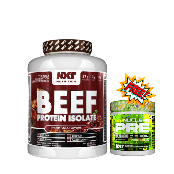 NXT Beef Protein Isolate 1.8kg (Short BBE) + Free NXT Nuclear Pre