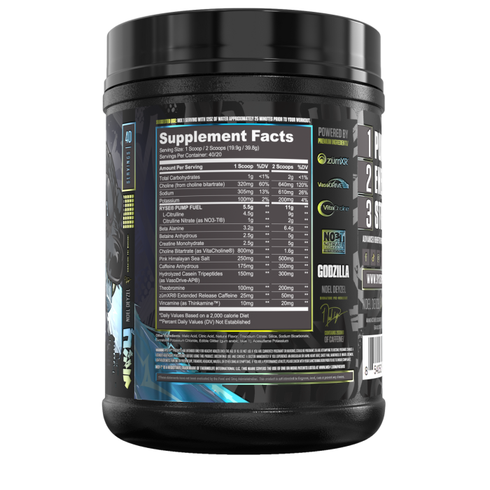 RYSE Godzilla Pre Workout 40 scoops